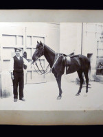 1890s albumen print of Victorian girl sitting side saddle on a horse