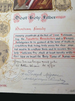 Apostolic Benediction for the Bonham family, 1950