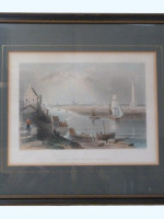 Hand-coloured engraving Yarmouth, with Nelson's Monument