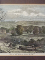 Original hand-coloured engraving: Site of the Crystal Palace in 1852