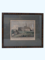Hand-coloured engraving of Dunfermline Abbey in Fifeshire