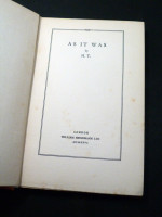 As It Was (1926, first edition, first state)