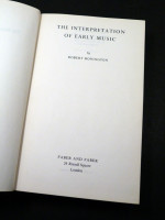 The Interpretation of Early Music (1963, first edition)