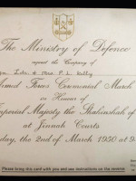 Official Invitation & Programme for the Shah of Iran's visit to Pakistan, 1950