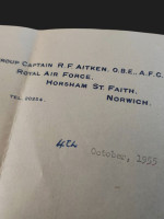Typed letter signed by Group Captain R F 