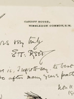 Edward Tennyson Reed, 1904 handwritten letter and cartoon