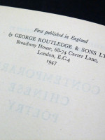 Contemporary Chinese Poetry (1947, first edition)