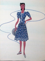 Original colour fashion illustration, 1930s Riviera Resort Wear