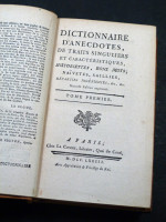 Dictionnaire d’Anecdotes (1773, two volumes in one)